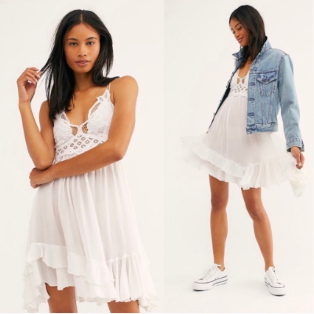 XS Free People💕 Adella Slip Dress White - Picture 3 of 9